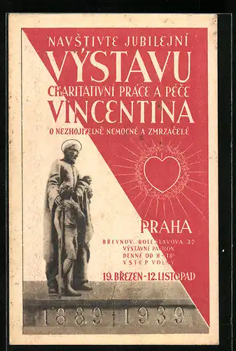 AK Prag, Navstivte Jubilejni Vystavu Charitativni Prace a Pece Vincentina 1939