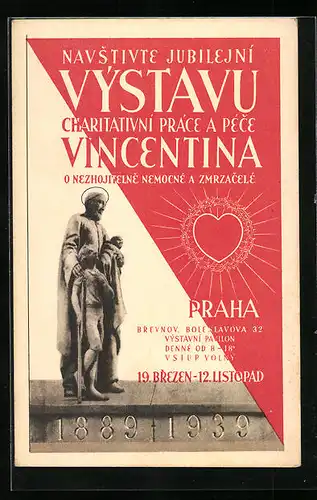 AK Prag, Navstivte Jubilejni Vystavu Charitativni Prace a Pece Vincentina 1939