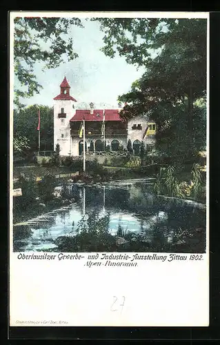 AK Zittau, Oberlausitzer Gewerbe- und Industrie-Ausstellung 1902, Alpen-Panorama