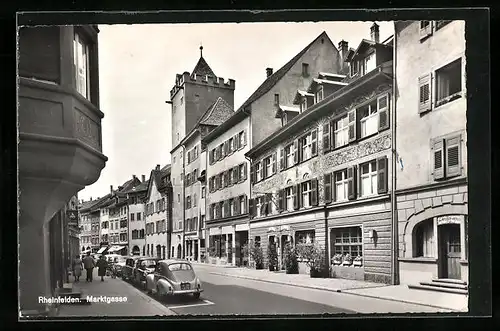 AK Rheinfelden, Marktgasse mit Automobilen