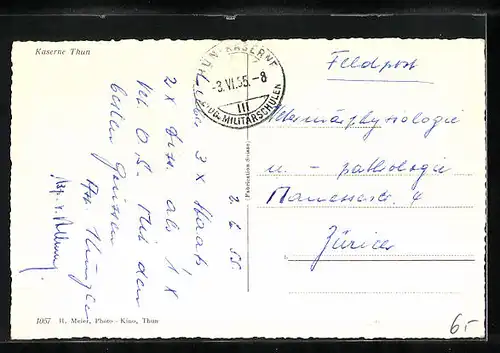 AK Thun, Kaserne, Frontansicht