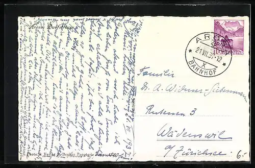 AK Arosa, Dorfstrasse mit Kirche