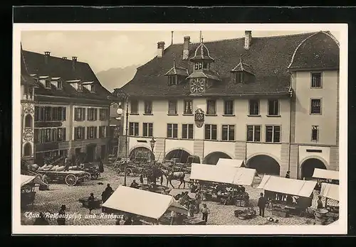 AK Thun, Rathausplatz und Rathaus