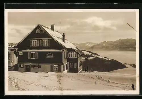 AK Alp Scheidegg, Gasthaus im Winter