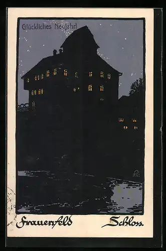 Künstler-AK Frauenfeld, Schloss bei Nacht