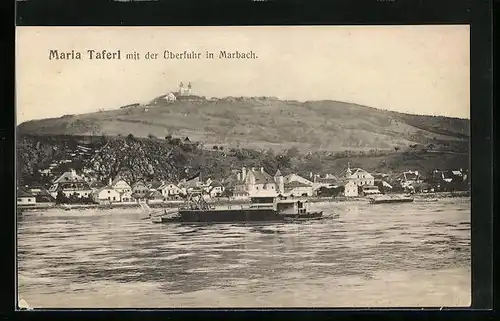 AK Maria-Taferl, Ortsansicht mit der Überfuhr in Marbach