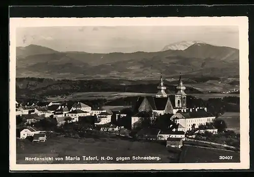 AK Maria-Taferl, Nordansicht der Ortschaft mit dem Schneeberg