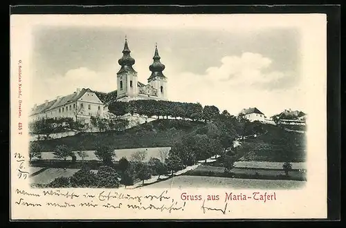 AK Maria-Taferl, Grünanlagen vor der Wallfahrtskirche