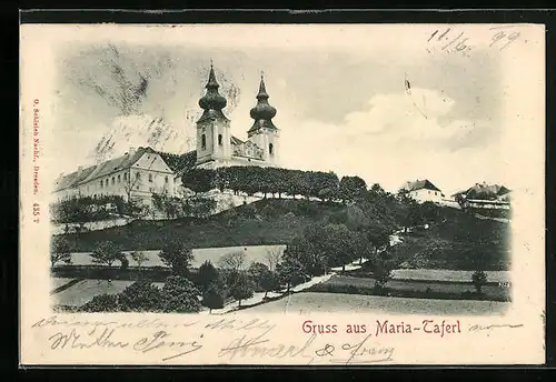 AK Maria-Taferl, Blick auf die Türme der Wallfahrtskirche