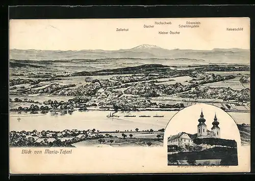 AK Maria-Taferl, Ortsansicht aus der Vogelschau, Wallfahrtskirche