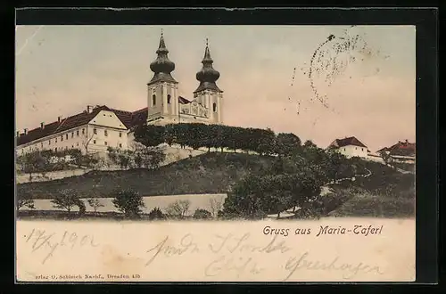 AK Maria-Taferl, Teilansicht der Wallfahrtskirche