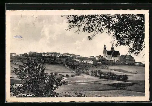 AK Maria-Taferl, Ortsansicht mit der Wallfahrtskirche aus der Ferne