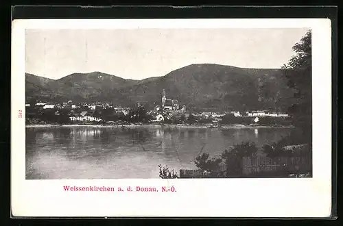 AK Weissenkirchen a. d. Donau, Totalansicht von der Flussseite