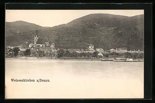 AK Weissenkirchen a. d. Donau, Ortsansicht von der Flussseite