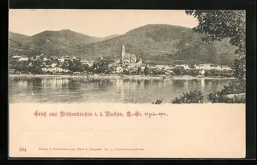 AK Weissenkirchen i. d. Wachau, Ortsansicht von der Donauseite