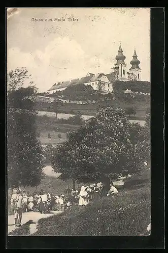 AK Maria Taferl, Wallfahrtskirche mit Bussweg