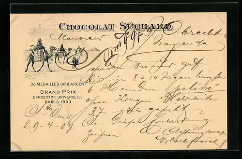 AK Reklame Chocolat Suchard, Grand Prix Paris 1900, Schokoladen-Karawane