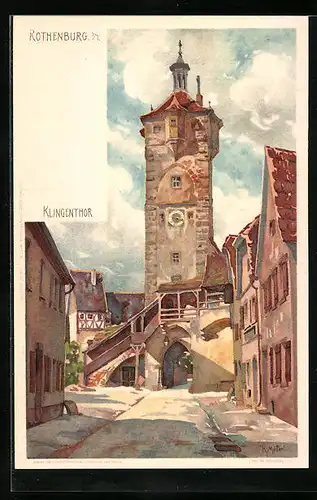 Künstler-AK Karl Mutter: Rothenburg o. T., Am Klingenthor