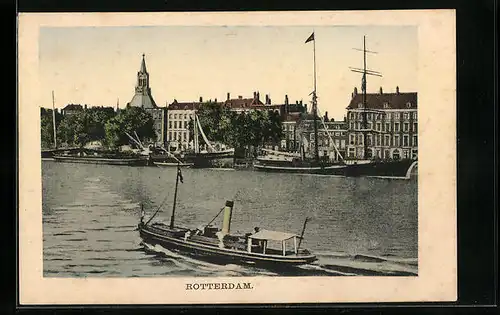 AK Rotterdam, Teilansicht mit Booten