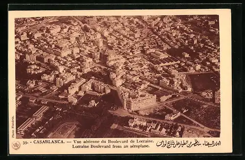 AK Casablanca, Vue aerienne du Boulevard de Lorraine