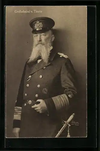AK Grossadmiral v. Tirpitz in Uniform mit Dolch