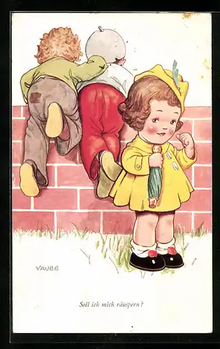 Künstler-AK sign. Vaube: Soll ich mich räuspern?