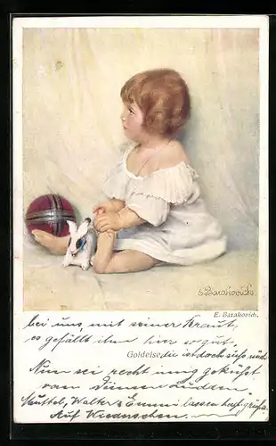 Künstler-AK sign. E. Barakovich: Goldelse mit Spielzeug