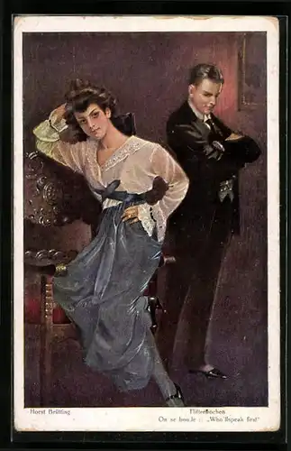 Künstler-AK sign. Host Brütting: Paar in den Flitterwochen