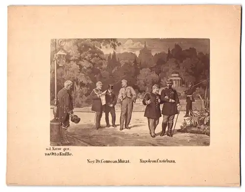 Fotografie Otto Knille, Kassel, Ansicht Kassel-Wilhelmshöhe, Adjutant Henri-Peirre-Abdon Castelnau mit Napoleon III.