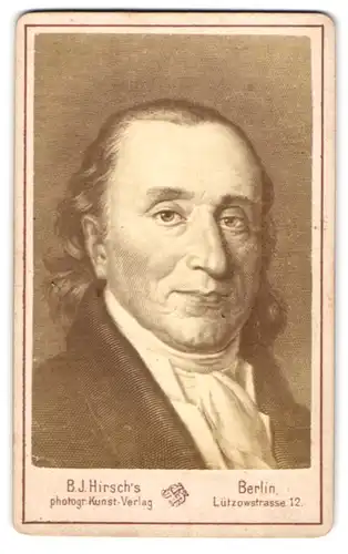 Fotografie B. J. Hirsch, Berlin, Lützowstr. 12, Portrait Johann Gottfried Herder im Anzug