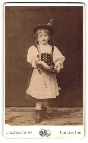 Fotografie Jac. Hilsdorf, Bingen a, Rh., Mädchen im Trachtenkleid mit einer Zither in der Hand