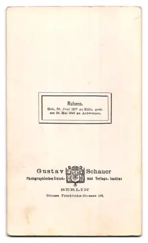 Fotografie Gustav Schauer, Berlin, Portrait Maler Rubens