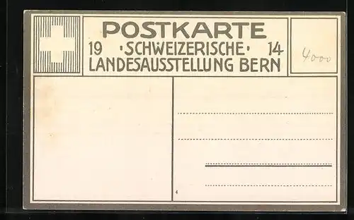 AK Bern, 19. Schweizerische Landesausstellung 1914, Ansicht gegen Süden mit Blüemlisalp, Niesen u. Doldenhorn