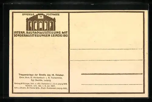 AK Leipzig, Internationale Baufachausstellung mit Sonderausstellungen 1913, Treppenanlage der Strasse des 18. Oktober