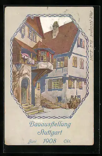 AK Stuttgart, Bauausstellung 1908, Ortspartie