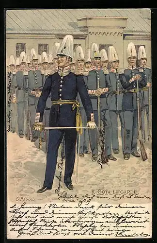 Künstler-AK K. Göta Lif-Garde, Schwedische Soldaten in Uniform