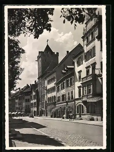 AK Rheinfelden, Marktgasse mit Rathaus