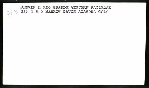 Fotografie unbekannter Fotograf, Ansicht Alamosa / Colorado, Dampflok mit Tender Nr. 319 Rio Grande Railroad, Eisenbahn