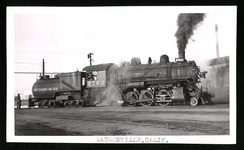 Fotografie E. Giffin, San Pedro, Ansicht Watsonville / CA, Dampflok Nr. 2760 der Southern Pacific, Eisenbahn USA