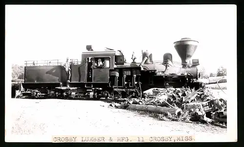 Fotografie Grayson, Longview, Ansicht Crosby / MS, Shay Dampflok Nr. 11 der Crosby Lumber & MFG Co., Eisenbahn USA