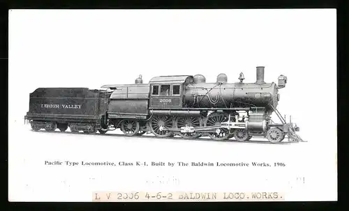 Fotografie Dampflok Nr. 2006 der Lehigh Valley, Tenderlokomotive von Baldwin Lovomotive Works 1906