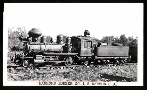 Fotografie Grayswon, Longview, Ansicht Hammond / LA, Dampflok Nr. 1 der Hammond Lumber Co., Eisenbahn USA