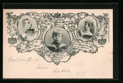 AK Fürst Albert von Thurn & Taxis mit Erbprinz Franz Joseph und Fürstin Margarethe von Thurn & Taxis