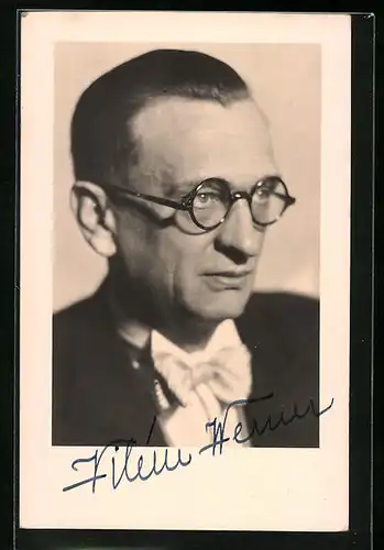 AK Dramatik Vilem Werner, Portrait und Autograph