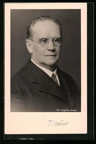 AK Vaclav Stech, cesky spisovatel, Portrait und Autograph