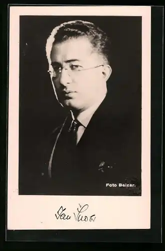 AK Jan Snobr, cesky spisovatel, Portrait und Autograph