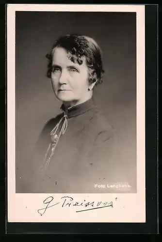 AK Gabriela Preissova, ceska spisovatelka, Portrait und Autograph