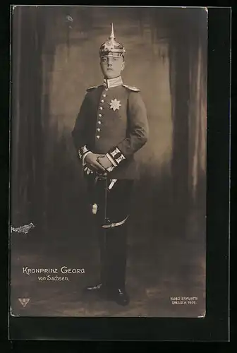 Foto-AK Hugo Erfurth: Kronprinz Georg von Sachsen in Uniform