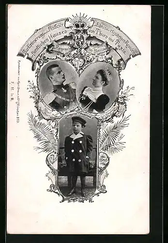 AK Fürst Albert und Fürstin Margarethe von Thurn & Taxis mit Erbprinz Franz Joseph