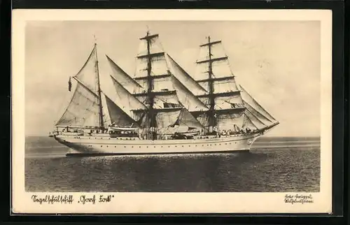 AK Segelschulschiff Gorch Fock auf hoher See